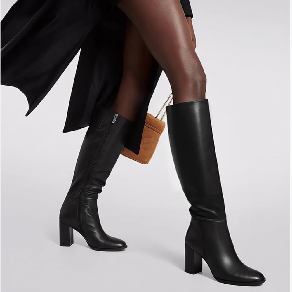 Amazon Black Heeled Knee-High Boots - Picture 2 of 6